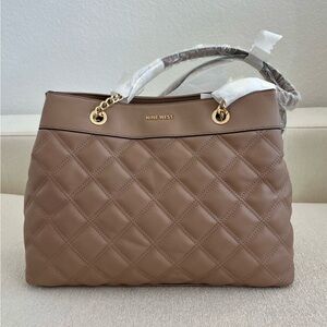 Nine West Ava Jet Set Carryall Latte Tote Handbag